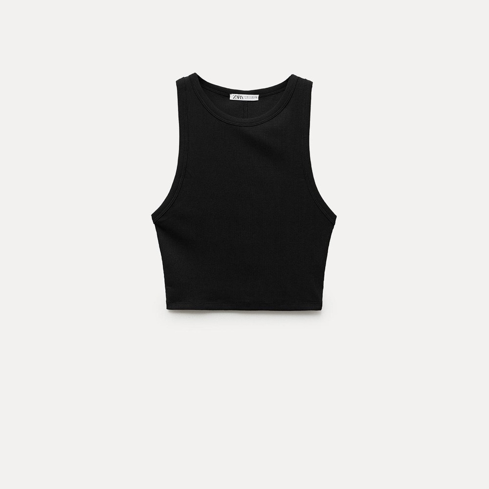 💟ZARA CROP RIB HALTER TOP